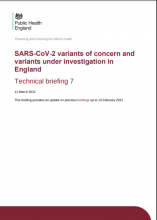 SARS-CoV-2 variants of concern and variants under investigation in England: Technical briefing 7